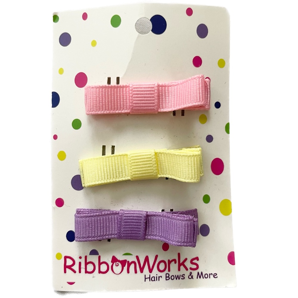 Set of 3 pastel spring hair bows clips